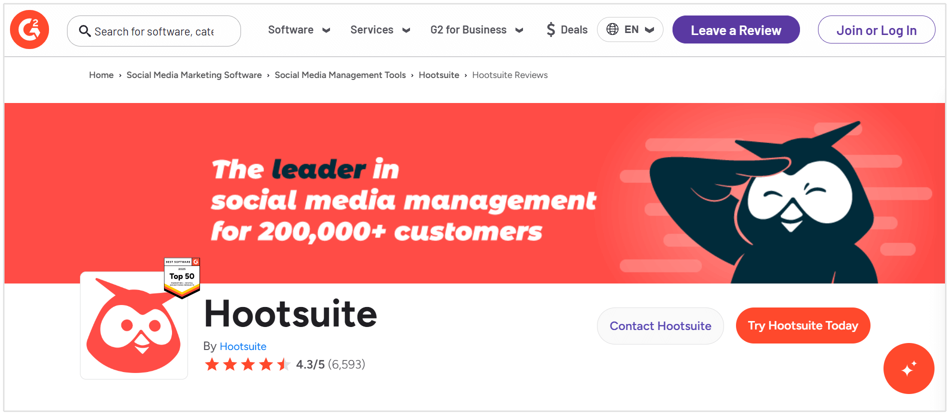 Profil Hootsuite untuk G2